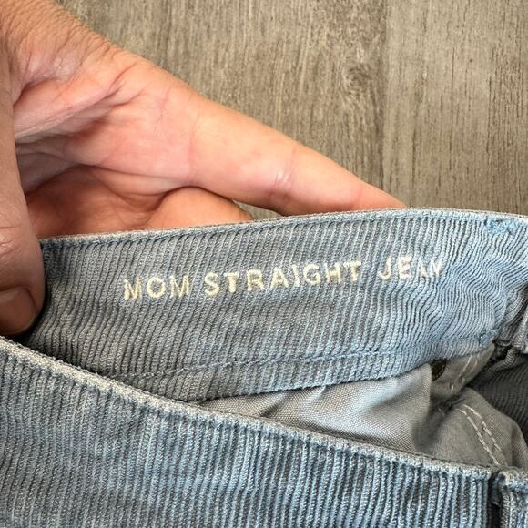 American Eagle Mom Straight Jeans Corduroy Pants Light Blue 8 Short - Picture 9 of 14